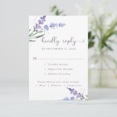 Romantische Waterverf Lavendel Bloemen | Keuze uit RSVP Kaartje (Staand voorkant)