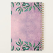 Romantische Waterverf Leafy Green Branches op roze Planner (Achterkant)