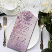 Romantische Waterverf Lila Cream Bloemen E-mail All In One Uitnodiging