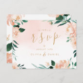 Romantische waterverf met bloemen RSVP Briefkaart (Voorkant / Achterkant)