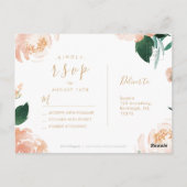 Romantische waterverf met bloemen RSVP Briefkaart (Achterkant)