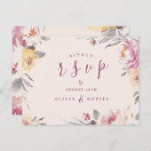 Romantische waterverf met bloemen RSVP Briefkaart (Voorkant / Achterkant)