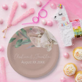 Romantische Waterverf Orchideeën op Dusty Blush Papieren Bordje (Feest)