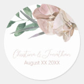 Romantische Waterverf Orchideeën Ronde Sticker (Voorkant)