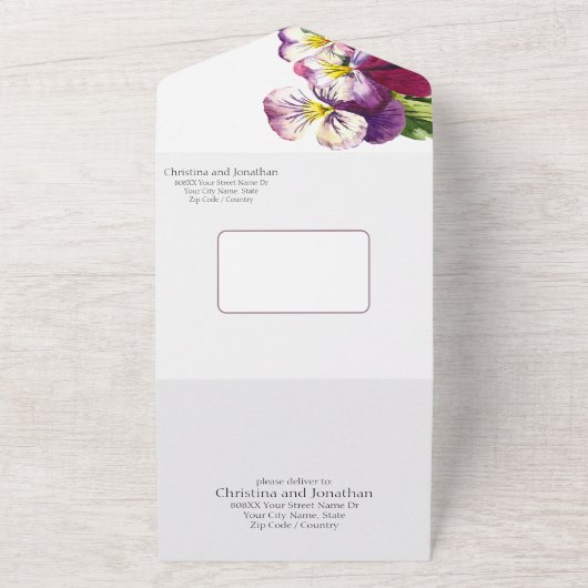 Romantische Waterverf overtreedt All In One Uitnodiging (Buitenkant)