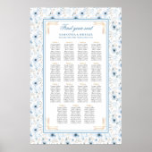 Romantische Waterverf Pastel Blauw Goud Zitplaatsk Poster (Voorkant)