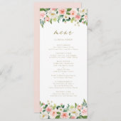 Romantische Waterverf Peach Florals Gold Menu (Voorkant / Achterkant)