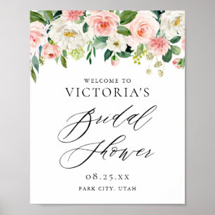 Romantische Waterverf Peach Florals Vrijgezellenfe Poster