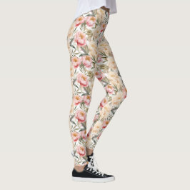 Romantische Waterverf Peony Floral Leggings