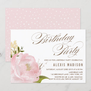 Romantische Waterverf Peony Flower Birthday Kaart