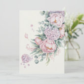 Romantische Waterverf Peony Hydrangea Wedding Kaart (Staand voorkant)