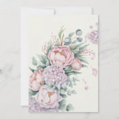 Romantische Waterverf Peony Hydrangea Wedding Kaart (Achterkant)