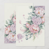 Romantische Waterverf Peony Hydrangea Wedding Kaart (Voorkant / Achterkant)