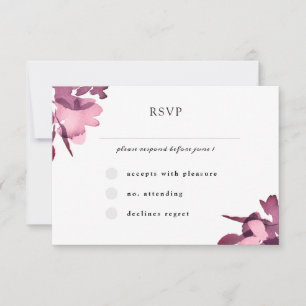 Romantische Waterverf Plum Floral Wedding RSVP Kaartje