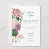 Romantische Waterverf Roze Bloemen Tuin Bruiloft Bedankkaart (Voorkant)