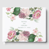 Romantische Waterverf Roze Bloemen Tuin Bruiloft Gastenboek (Voorkant)