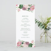 Romantische Waterverf Roze Bloemen Tuin Bruiloft Menu