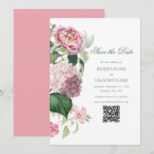 Romantische Waterverf Roze Bloemen Tuin Bruiloft Save The Date