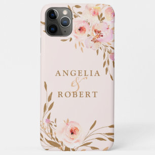 Romantische Waterverf Roze Blush Gold Roos iPhone 11 Pro Max Hoesje
