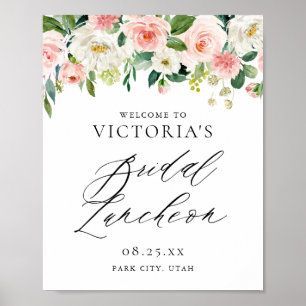 Romantische Waterverf Roze Florals Bridal Luncheon Poster