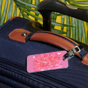 Romantische Waterverf Roze Harten & Pijlen Patroon Bagagelabel