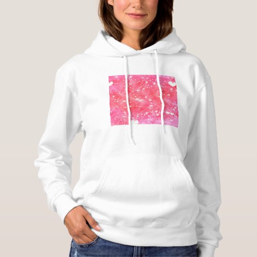 Romantische Waterverf Roze Harten & Pijlen Patroon Hoodie (Voorkant)