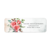 Romantische Waterverf Roze Rozen Etiket (Voorkant)