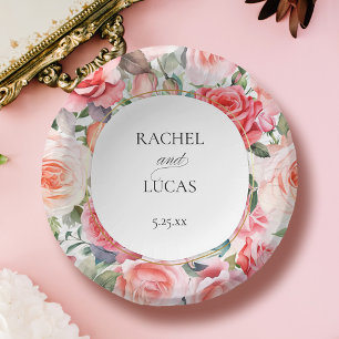 Romantische Waterverf Roze Rozen Papieren Kommen