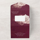 Romantische Waterverf Rozen op Bourgondië All In One Uitnodiging (Buitenkant)