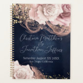 Romantische Waterverf Rozen op Moody Blue Wedding Planner (Voorkant)