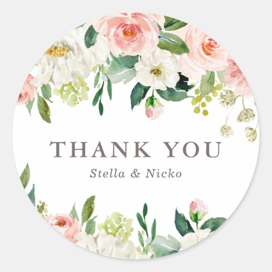 Romantische Waterverf Spring Bloom Weddenschap Bed Ronde Sticker (Voorkant)
