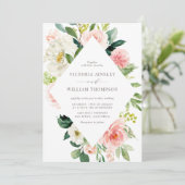 Romantische Waterverf Spring Blooms Weddenschap Kaart (Staand voorkant)