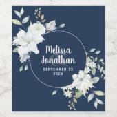 Romantische waterverf witte bloemen bruiloft aange wijn etiket (Enkel label)