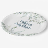 Romantische waterverf witte bloemen bruiloft papieren bordje (Gekanteld)