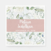 Romantische waterverf witte bloemen bruiloft servet (Voorkant)