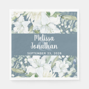 Romantische waterverf witte bloemen bruiloft servet