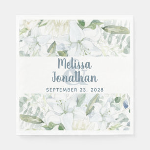 Romantische waterverf witte bloemen bruiloft servet