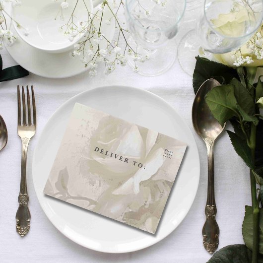 Romantische Waterverf Witte Rose QR Code All In One Uitnodiging