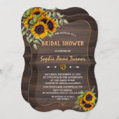 Romantische waterverf zonnebloemen houten bruiloft kaart (Voorkant / Achterkant)