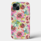 Romantische Waterverf Zonnebloempatroon Case-Mate iPhone Case (Achterkant)