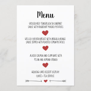 ROMANTISCHE WEDDING MENU-KAART MENU