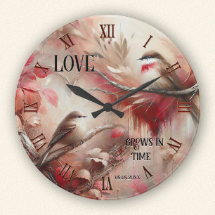 Romantische Whimsical Love Birds  Ronde Klok