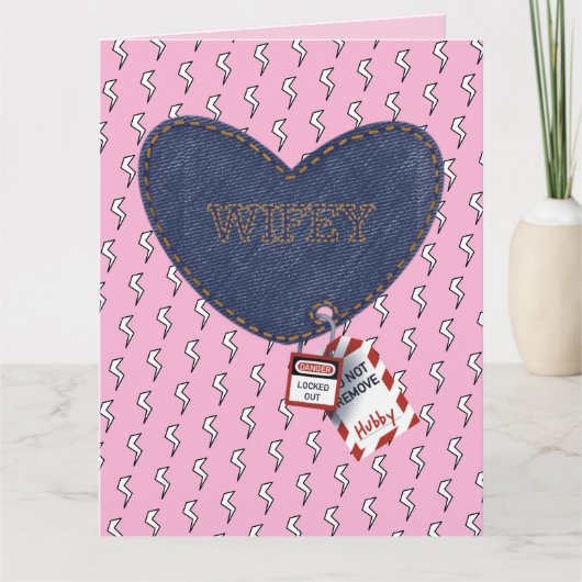 Romantische Wifey Hubby Elektrisch Lock Label Hart Kaart (Voorkant)