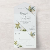 Romantische Wijnstokken Minimaal Tuin Groen Blauw All In One Uitnodiging (Binnen)