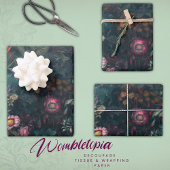 Romantische Wildbloemen Roze en Groene Decoupage Inpakpapier Vel