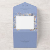  Romantische Wilde Bloem QR-code Periwinkle All In One Uitnodiging (Buitenkant)