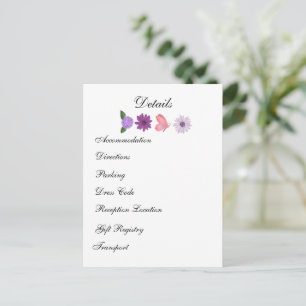 Romantische wilde bloemen- en vlindertuinbruiloft briefkaart