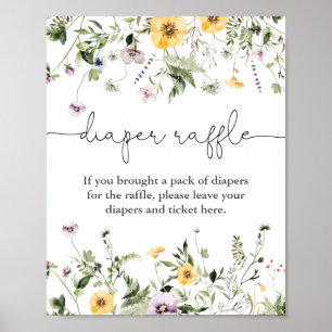 Romantische wilde bloemen veer Diaper-rolteken Poster