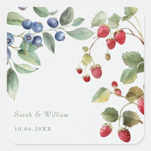 Romantische wilde zomerbessen bruiloft Sticker (Voorkant)