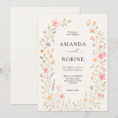 Romantische Wildflower Arch bruiloft uitnodiging (Voorkant / Achterkant)